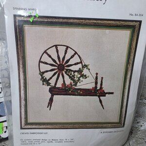 Sealed Vintage The Stitchery 15 x 15  SPINNING WHEEL Crewel Embroider Kit 84-204